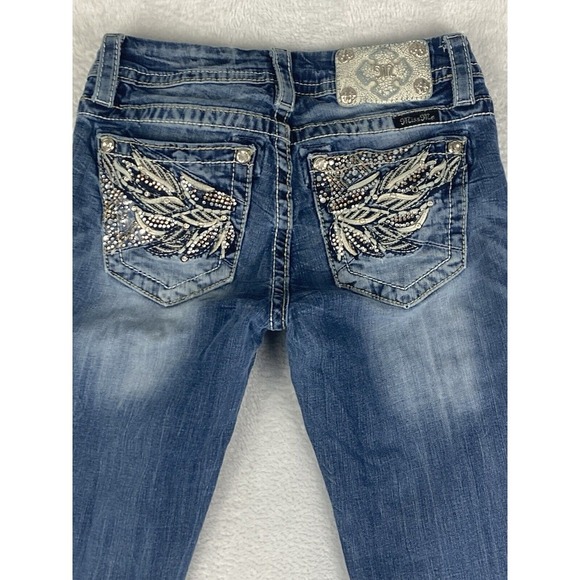 Miss Me Jeans Women's Bootcut Blue Raw Hem Size 27 (Modified Length) - Picture 10 of 15